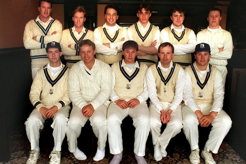 This is Alwoodley CC pictured in May 1996. They played in the Airedale and Wharfedale Senior Cricket League.