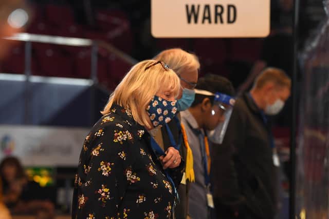 Conservative group leader Sue Whittam pictured shortly before the results revealed she had become the main opposition leader on Preston City Council (image: Neil Cross)