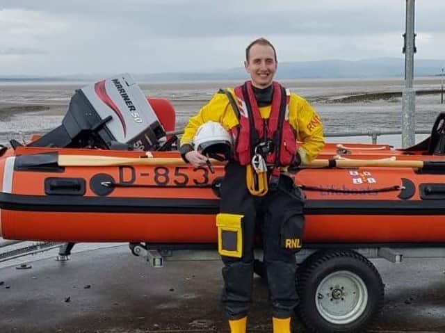 Jonathan Davies, from Fleetwood, as an RNLI volunteer. In his day job, he is first officer on the cruise liner Queen Elizabeth