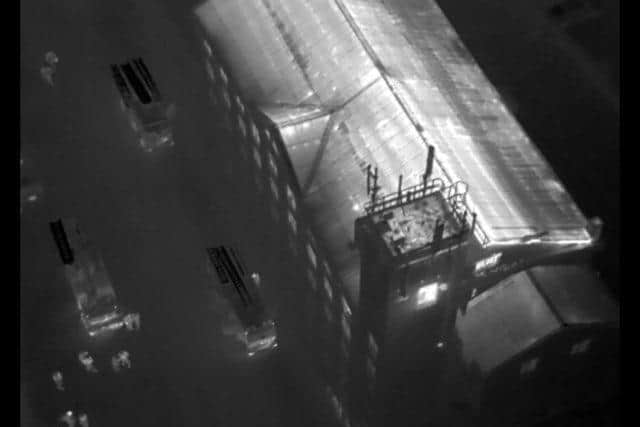 A drone image of the fire at the mill in Standish Street, Chorley in the early hours of Sunday. Picture: Lancashire Fire and Rescue.