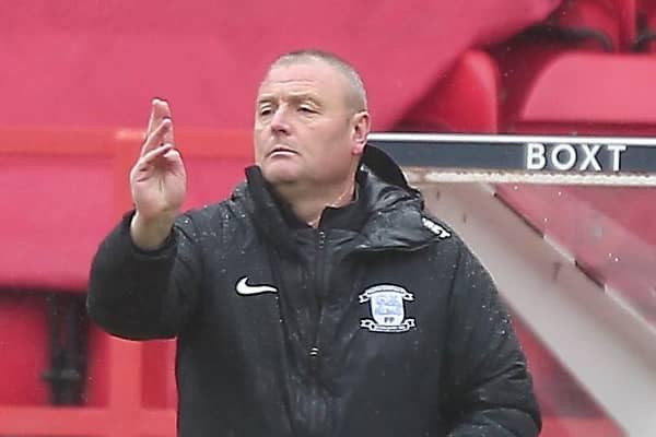Frankie McAvoy directs operations from the touchline in Preston’s win over Nottingham Forest