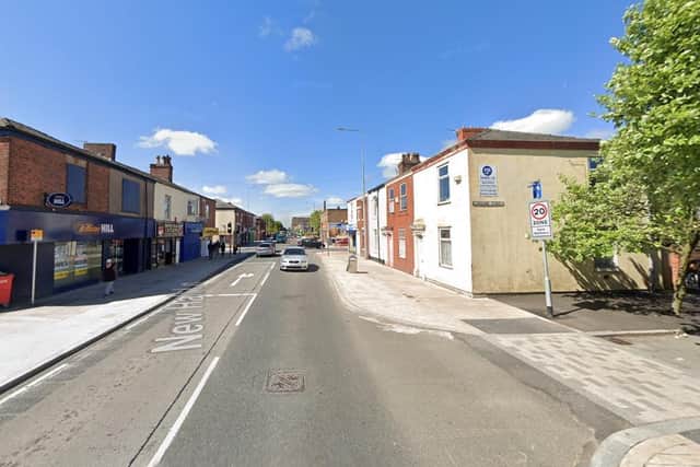 A man aged in his 40s was attacked by a group of men with weapons at around 11.15pm on Friday, May 7, between Caroline Street and New Hall Lane in Preston. Pic: Google