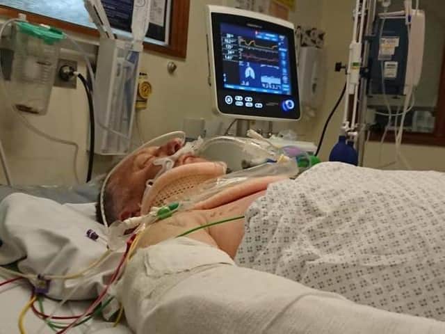 Mark Bryan in hospital after the collision.