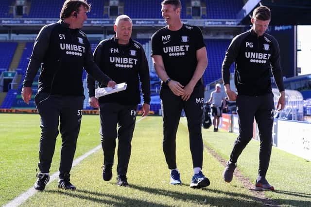 The PNE coaching staff: Steve Thompson, Frankie McAvoy, Mike Pollitt and Paul Gallagher