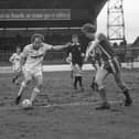 Preston North End striker Paul McGee shoots in the victory over Orient at Deepdale in March 1981