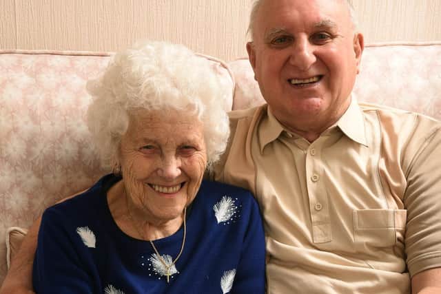 Cath and Gordon at home in Athol Grove, Chorley