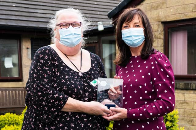 The Grove owner Karen Haslam (right) has praised manager Claire Tighe and her team as 'covid heroes'