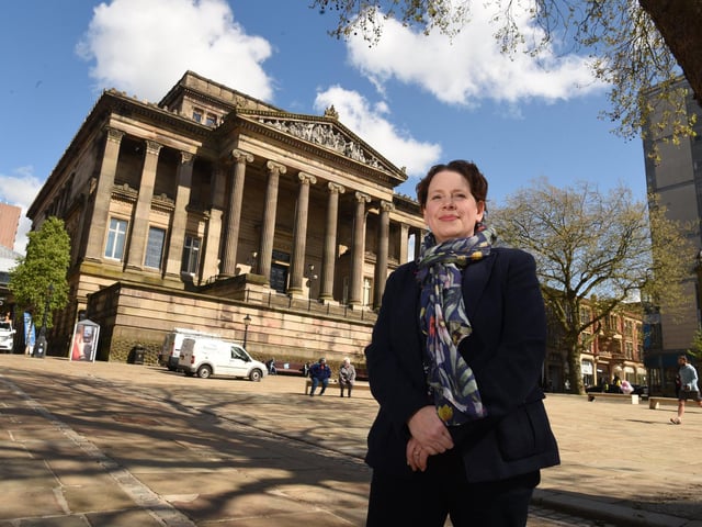 Hilary Machell pictured outside the Harris Museum, Art Gallery and Library in Preston Photo: Neil Cross