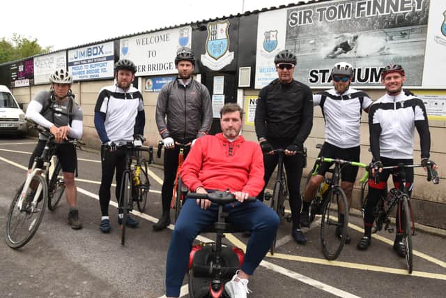 George Melling  with the riders lining up to help raise funds for his  MND charity (photo: Neil Cross)