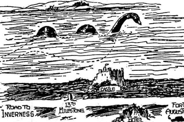 Lancashire Post cartoonist Furnival’s cartoon of the day J P Ker Watson saw the Loch Ness monster in August 1935