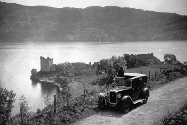 Monster hunters on the banks of Loch Ness in Scotland in the 1930s
