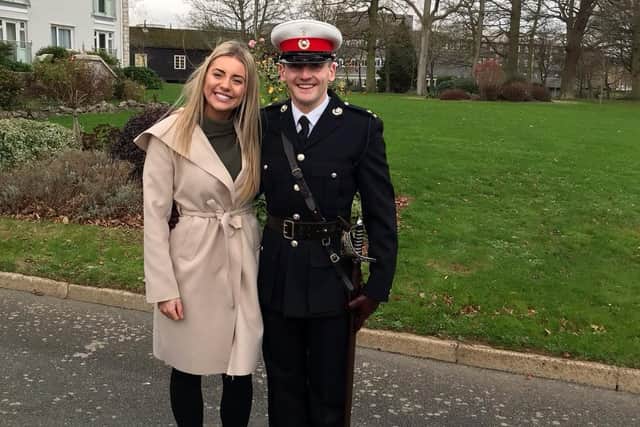 Marine Jordan Swift with sister Jessie who is also a Marine