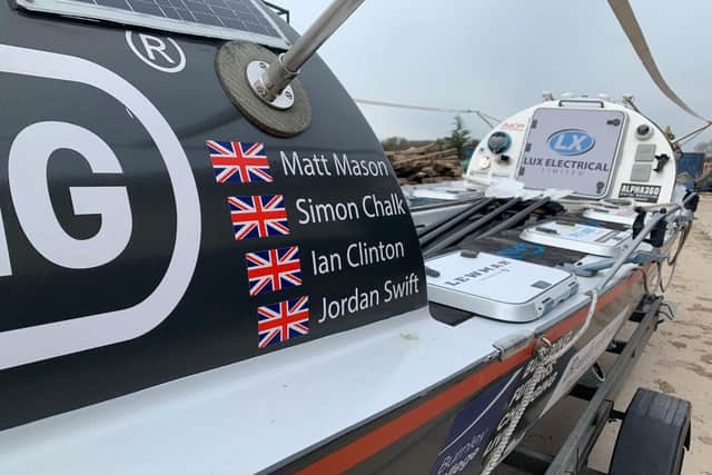 Ocean rowing boat No Great Shakes which Jordan Swift is aiming to cross the Atlantic Ocean in