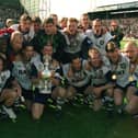 Preston North End celebrate their 1995/96 Third Division title win at Deepdale in May 1996