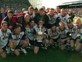 Preston North End celebrate their 1995/96 Third Division title win at Deepdale in May 1996