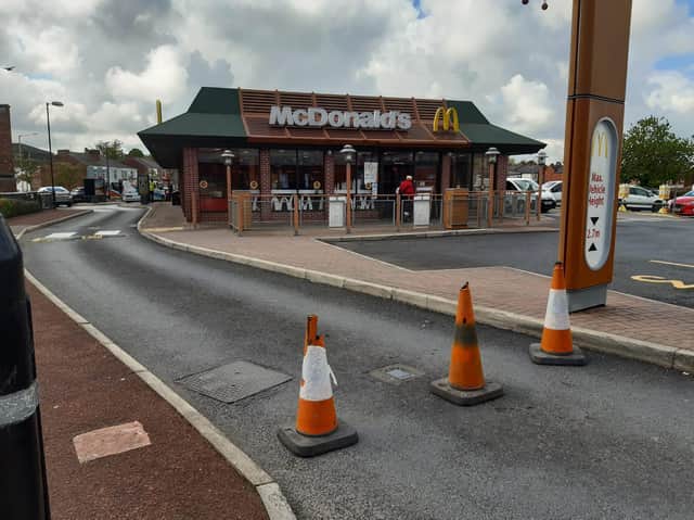Traffic cones have been placed at the entrance to the McDonald's drive-thru in Leyland this morning (May 18), after a computer glitch temporarily shut down the fast-food restaurant
