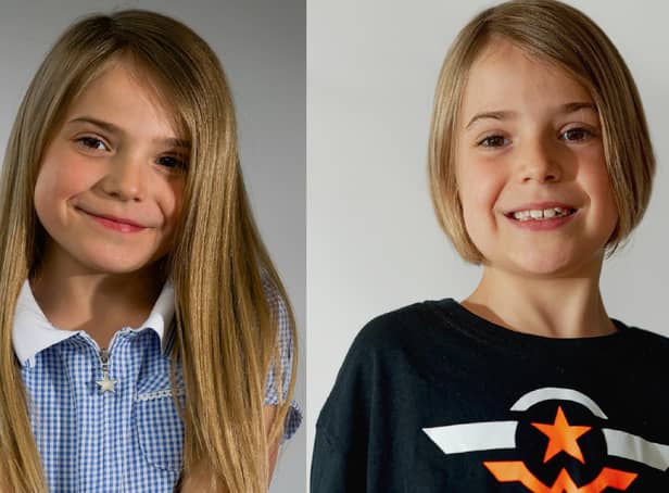 Like many 7-year-old girls, Eden Heslop was very fond of her long, blonde hair. But, after watching a charity video, she took the brave decision to cut it short. Photos: Ian Heslop