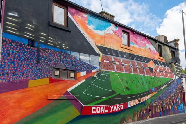 The fabulous Turf Moor mural on The Turf pub in Burnley