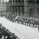 Pte William Young VC's funeral procession passes Preston Town Hall