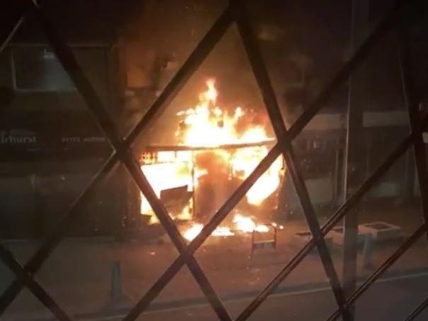The building was engulfed in flames within minutes of the fire breaking out.