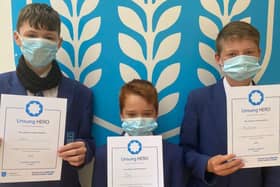 Highfield pupils Levi Burke, Josh Baggaley and Mackenzie Thomas, all aged 13, used their first aid skills to help a man in need and have been recognised with 'Unsung Hero' awards.