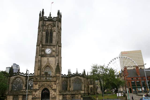 Manchester Cathedral. Church bells will toll on Saturday night to remember those murdered in the attack on the fourth anniversary of the bombing.