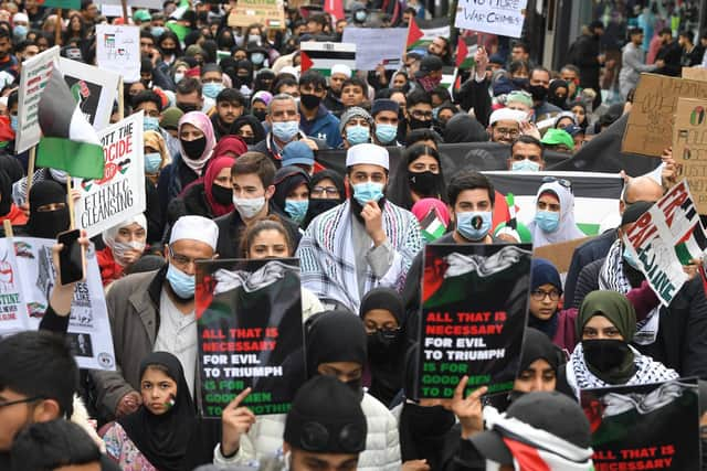 The Free Palestine march in Preston