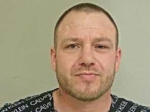 Adrian Snape, 37, from Coppull, has been sentenced to five years and nine months in prison for assaulting police officers, attempted burglary, assault occasioning actual bodily harm, criminal damage and repeatedly breaching a restraining order. Pic: Lancashire Police
