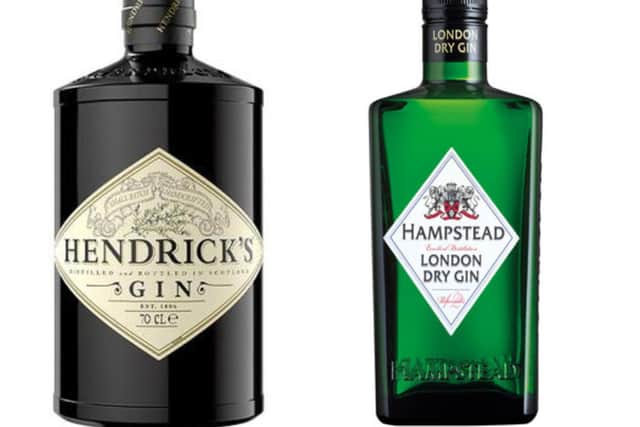 Hendrick’s Gin on the left, and Lidl's Hampstead Gin on the right
