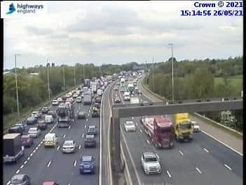 Traffic has been building on the M6 following the crash. (Credit: Highways England)