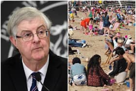 Pictured left, Mark Drakeford, the Welsh First Minister, right, Llandudno
