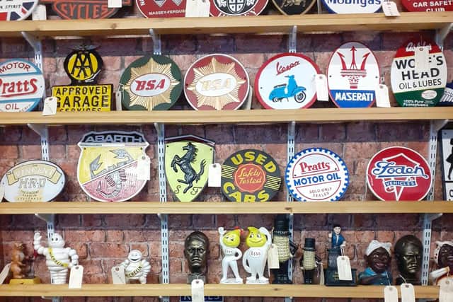 Motoring signs at the antiques centre