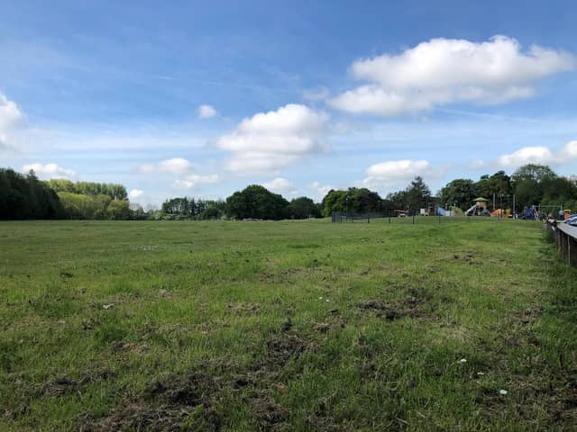 Area for development of 3G pitches with Withy Grove play area to the right