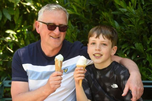Families enjoyed ice creams in the 22C heat yesterday at Aveham Park