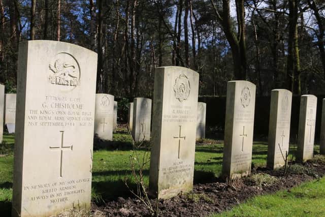 Graves at the Overloon Cemetery in the Netherlands include one of a soldier from Lancaster. Picture by Leo Janssen.