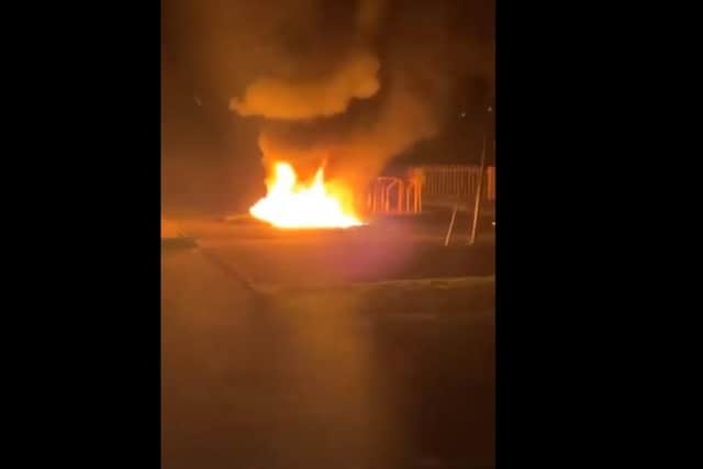 The fire at Plungington 'rec' play area in Brook Street, Preston last night (Thursday, June 3). Pic credit: Dave Smith
