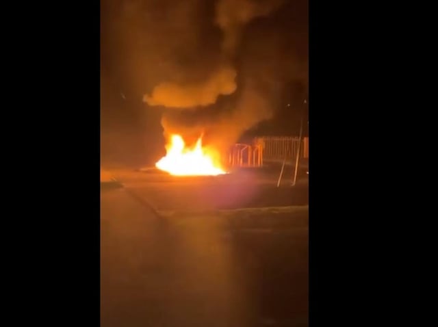 The fire at Plungington 'rec' play area in Brook Street, Preston last night (Thursday, June 3). Pic credit: Dave Smith