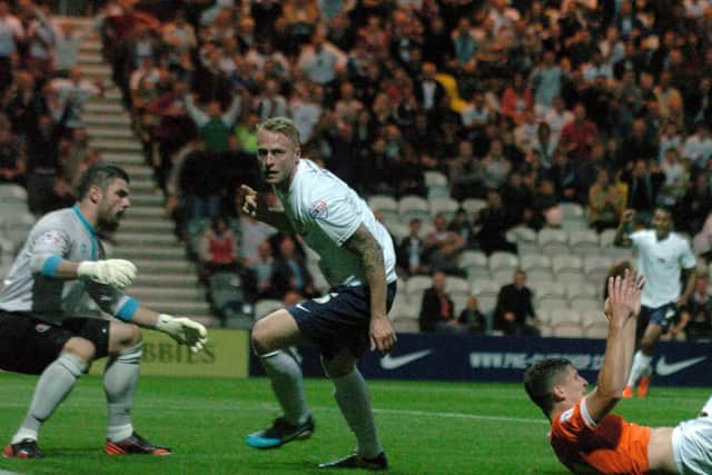 Who put the ball in the Blackpool net? Tom Clarke did in August 2013 at Deepdale