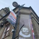 The Mayflower 400 banner outside Chorley Town Hall