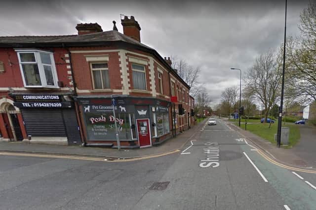 The man came off the bike on Shuttle Street in Tyldesley yesterday afternoon (Sunday, June 6) and was taken to hospital in a critical condition. Pic: Google