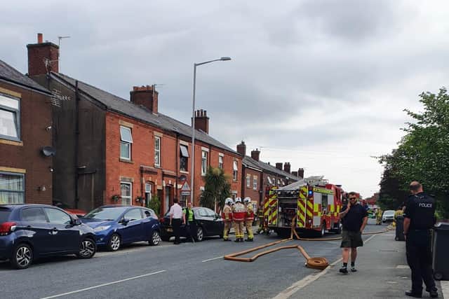 Fire crews at the scene in Leyland Lane this morning (Monday, June 7)