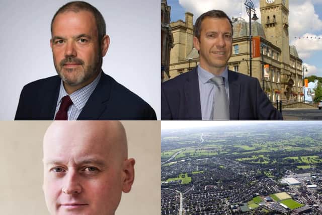 (Clockwise from top left):  South Ribble Borough Council leader Paul Foster, Chorley Council leader Alistair Bradley and Preston City Council leader Matthew Brown