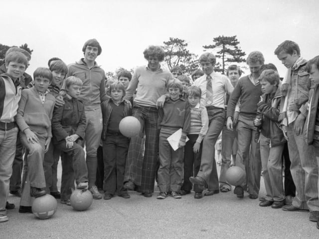 Young lads met their sporting superstars... and took them on at their own game. Top players from Everton, Preston North End and Bolton joined the boys from Garstang High School for a kick about at the school's gala. Martin Hodge, Alan Gowling, Geoff Nulty and Alex Bruce made the annual gala a day never to be forgotten for the youngers