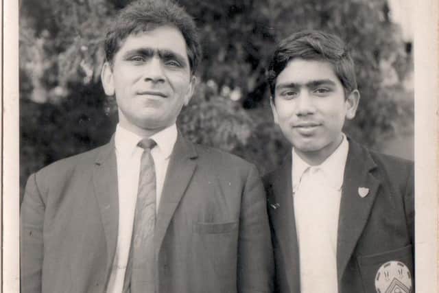 Javed(right) as a schoolboy in Preston  pictured with his father.