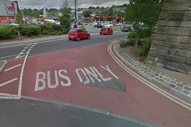 Cameras will soon be watching over bus-only routes like this right-hand turn on King Street in Accrington (image: Google)