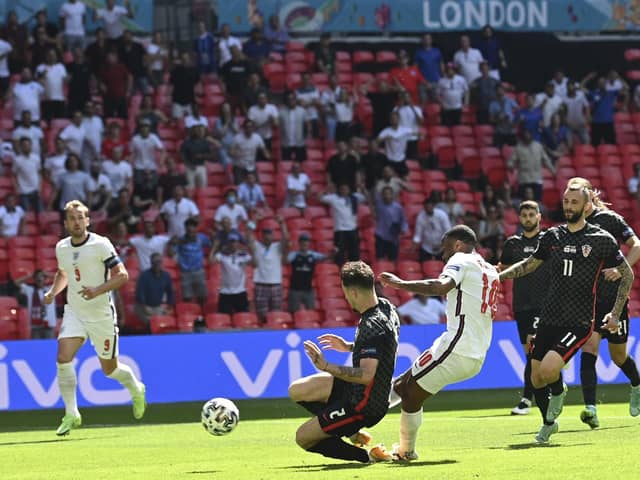 Raheem Sterling fires home the winner for England against Croatia