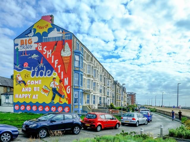 A new mural has been unveiled on Sandylands promenade which pays homage to the heritage of The Wakes Weeks,  a holiday period in which factory towns would pack up and rush to Morecambe en masse, leaving industrial towns behind.  Photo: Johnny Bean of BeanPhoto.