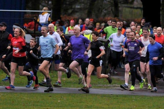 A Parkrun event in Haigh Woodland Park.