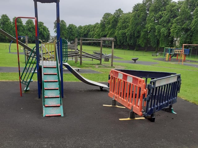 Safety barriers have been placed around the damaged equipment which is now out of use for youngsters