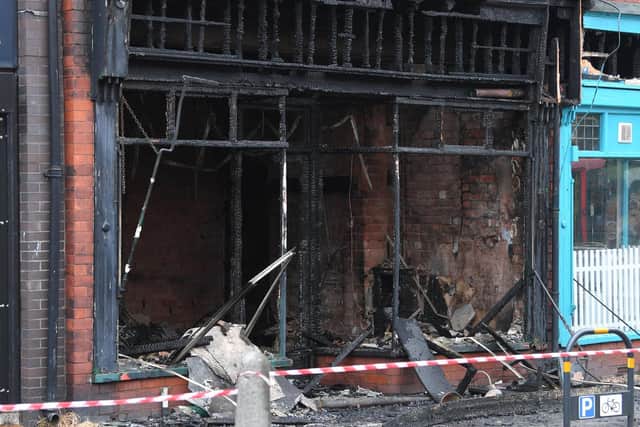 the aftermath of the fire in Towngate, Leyland